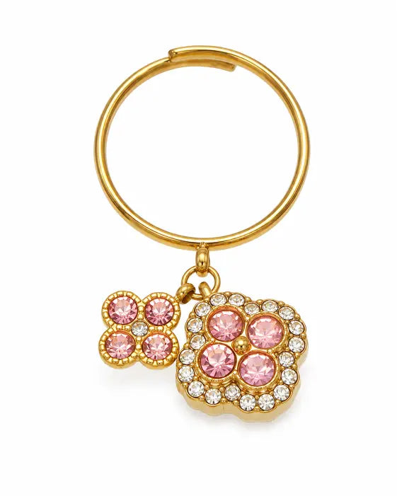Rosé Bloom Pink Crystal Charm Ring