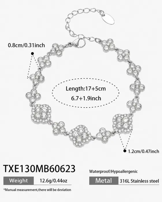Celestia Crystal Clover Bracelet - Silver