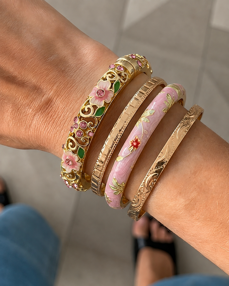 Floral Charm Bracelet Set