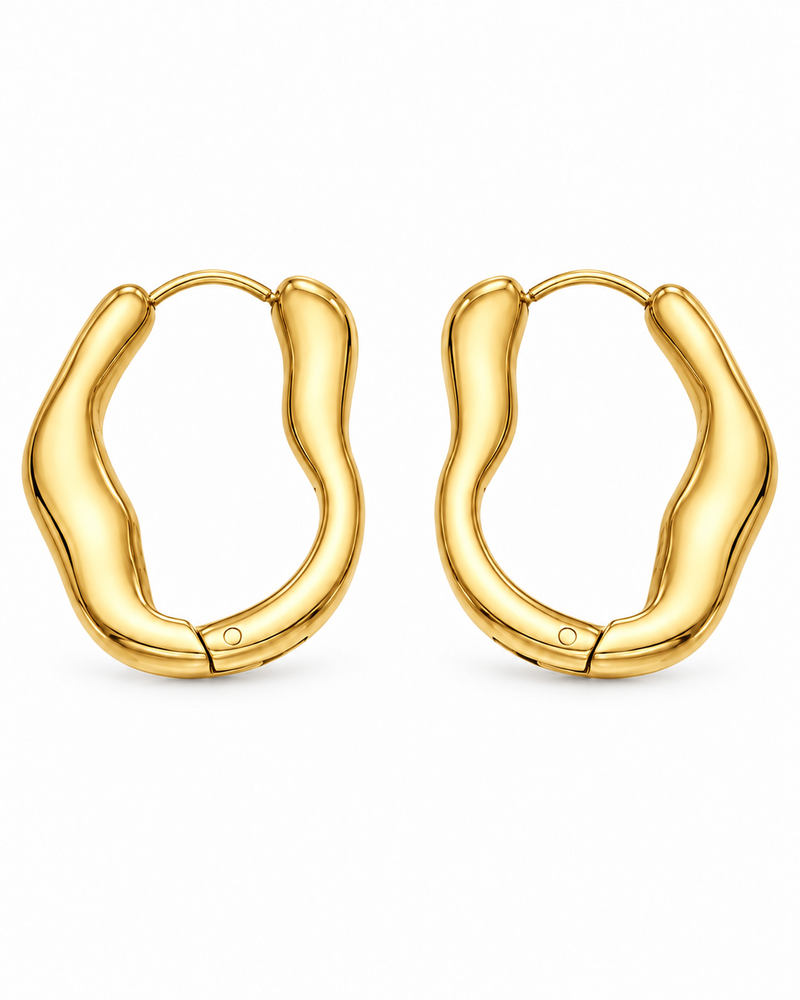 Sculptural Wave Hoops