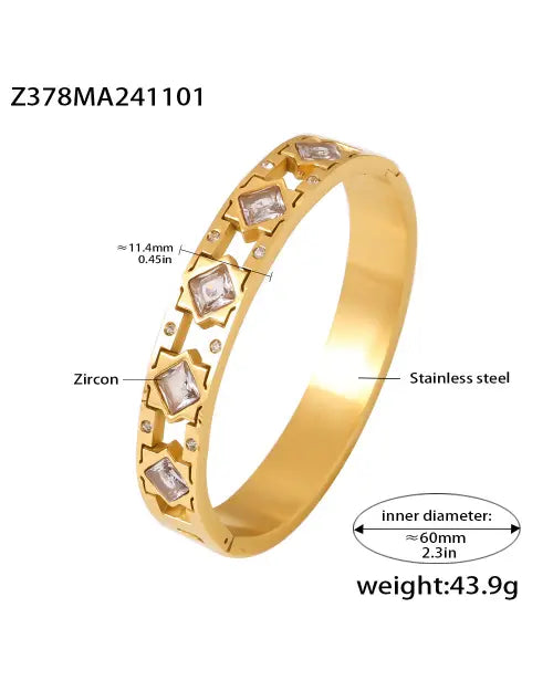 Luna Star Hinged Zircon Bangle Bracelet
