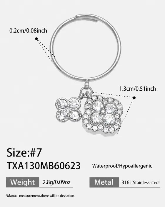 Celestia Crystal Charm Ring - Silver