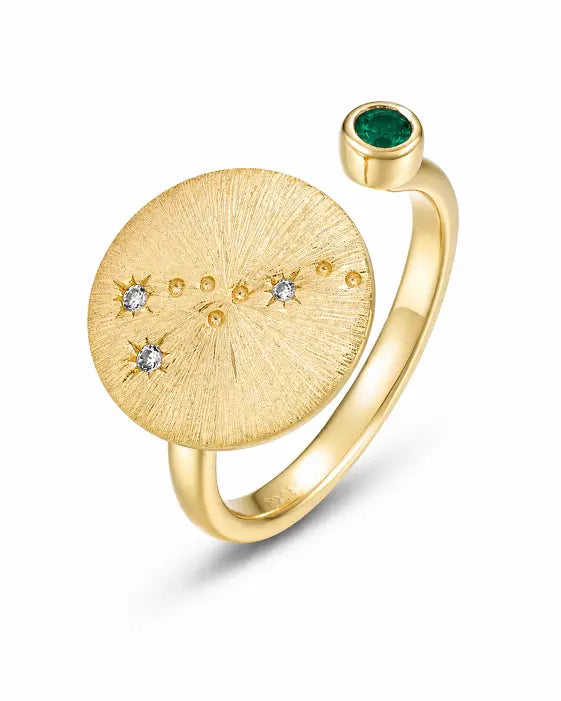 May Emerald Adjustable Birthstone Ring