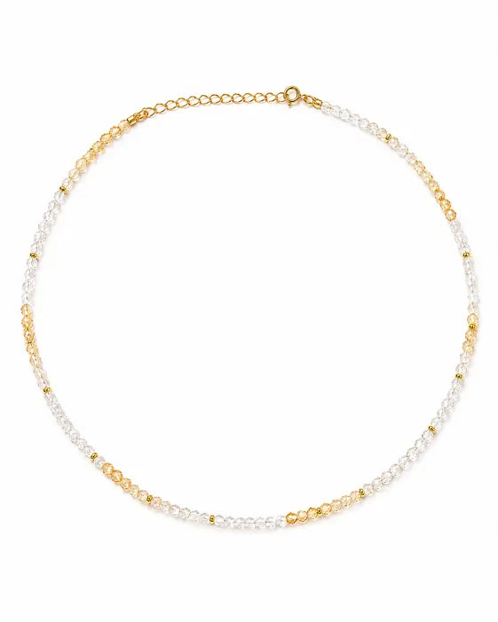 November Citrine Beaded Choker Necklace
