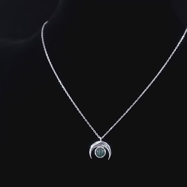 Sylva Moss Agate Crescent Necklace