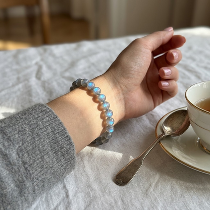 The Mystic's Anchor — Grade-A Blue Flash Labradorite Bracelet