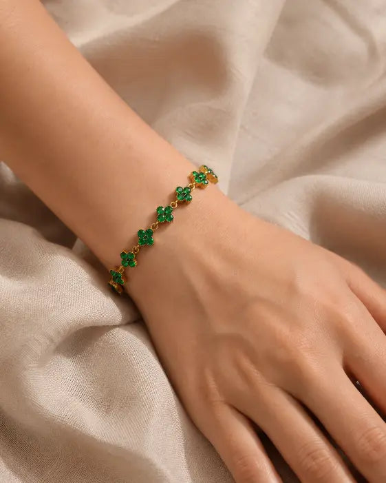 Emerald Clover Zircon Bracelet