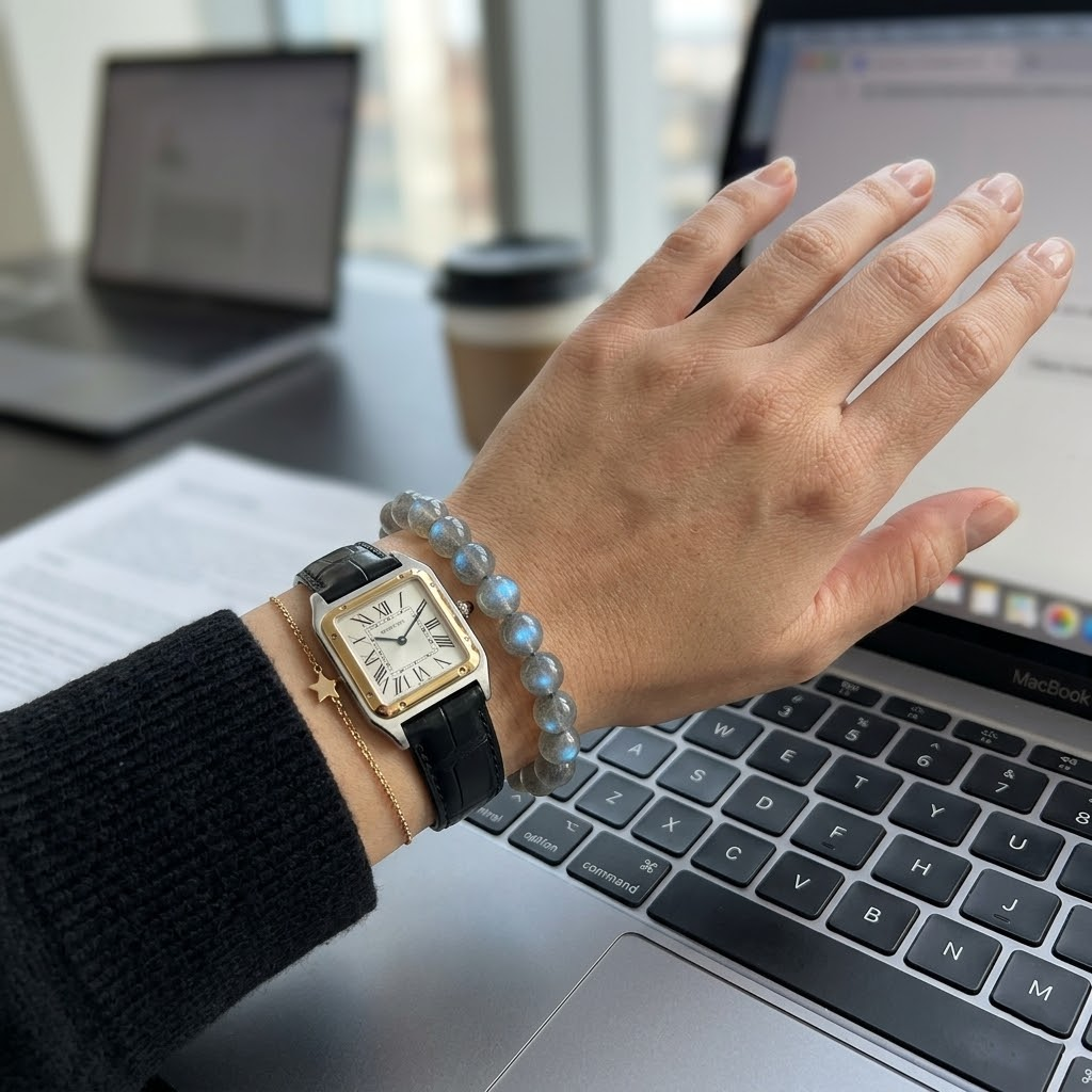 The Mystic's Anchor — Grade-A Blue Flash Labradorite Bracelet