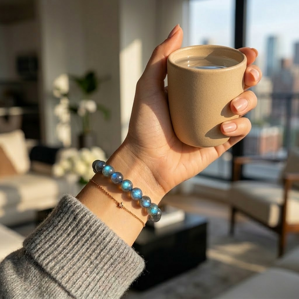 The Mystic's Anchor — Grade-A Blue Flash Labradorite Bracelet