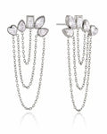 Celestia Bloom Chain Earrings (Silver)