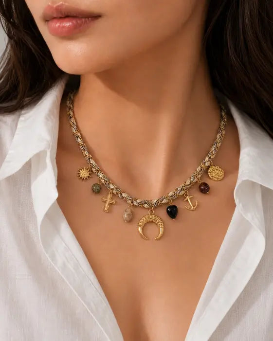 Nomara Crescent Charm Choker
