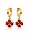 Amara Red Clover Hoop Earrings