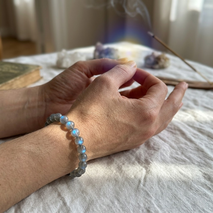 The Mystic's Anchor — Grade-A Blue Flash Labradorite Bracelet