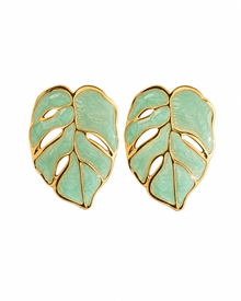 Monstera Enamel Stud Earrings