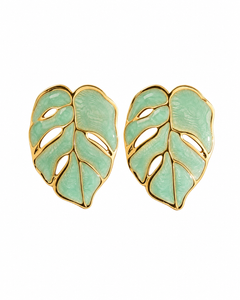 Monstera Enamel Stud Earrings