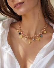 Evara Cross Moon Charm Choker
