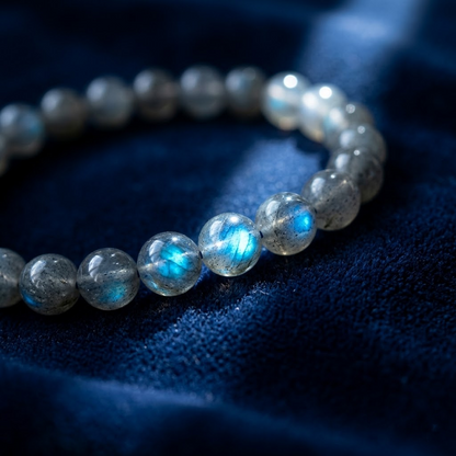 The Mystic's Anchor — Grade-A Blue Flash Labradorite Bracelet