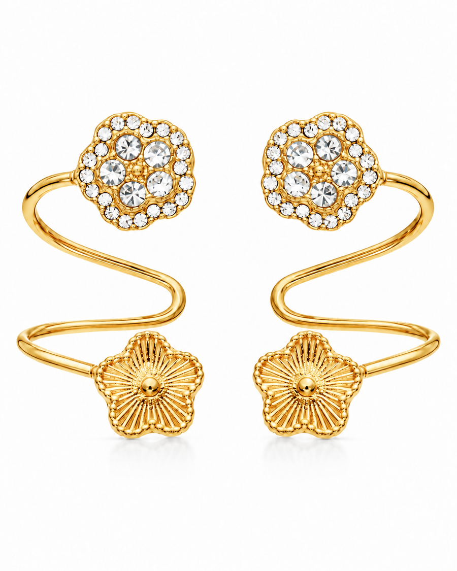 Crystal Flower Ear Cuff