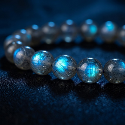 The Mystic's Anchor — Grade-A Blue Flash Labradorite Bracelet