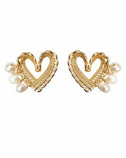 Amorette Freshwater Pearl Heart Stud Earrings