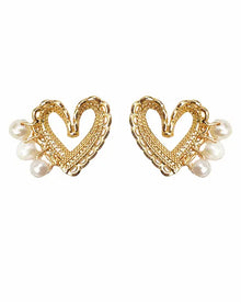 Amorette Freshwater Pearl Heart Stud Earrings