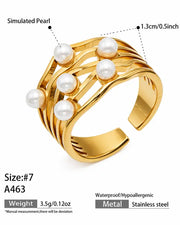 Aurelia Pearl Wave Gold Cuff Ring