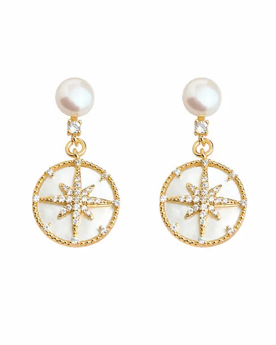 Celestia Freshwater Pearl Starburst Drop Earrings
