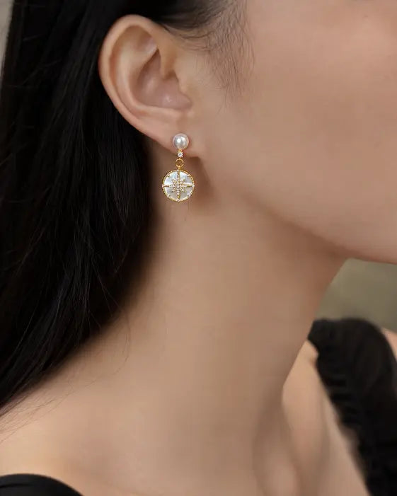 Celestia Freshwater Pearl Starburst Drop Earrings