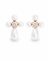 Elara Pearl Crystal Drop Earrings