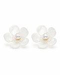 Florielle Resin Flower Pearl Stud Earrings