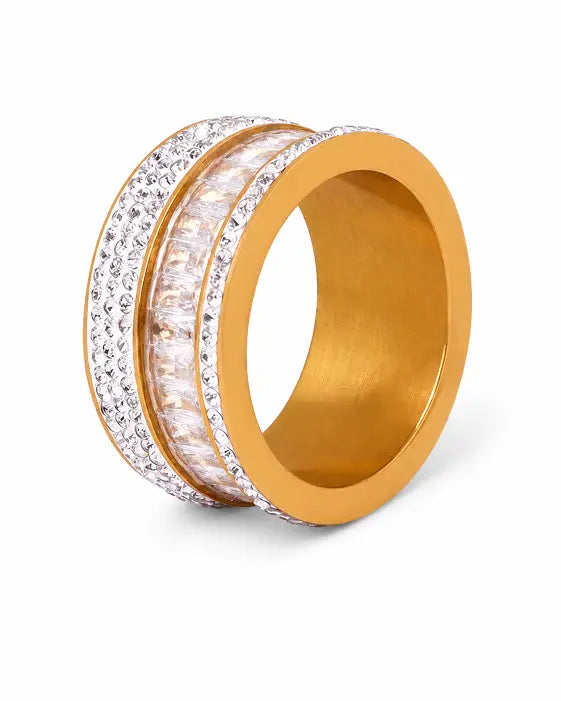 Aurelia Baguette Pavé Wide Band Ring