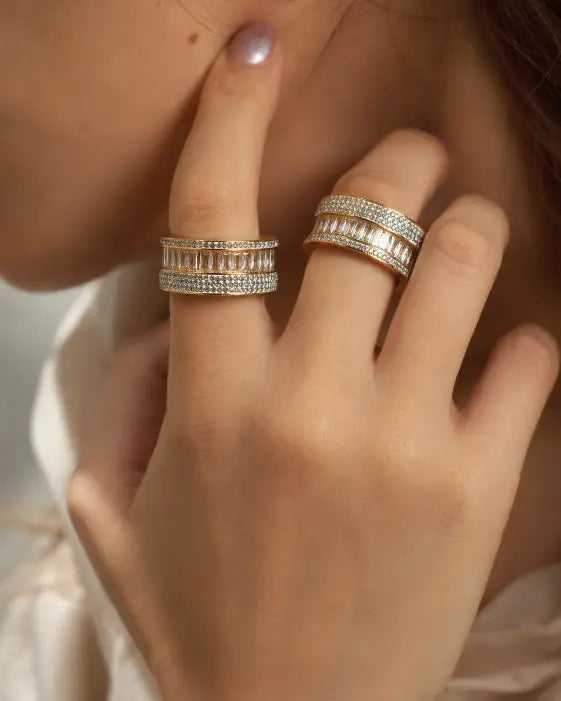 Aurelia Baguette Pavé Wide Band Ring