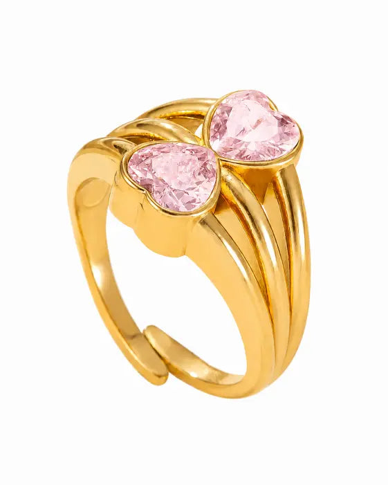 Amora Twin Heart Zircon Ring