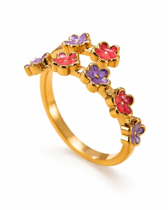 Fleurie Colorful Flower Wrap Ring