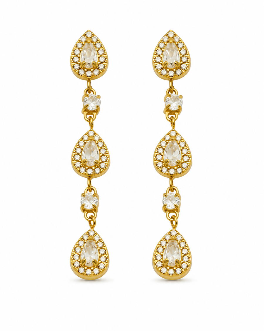 Elara Triple Teardrop Zircon Earrings