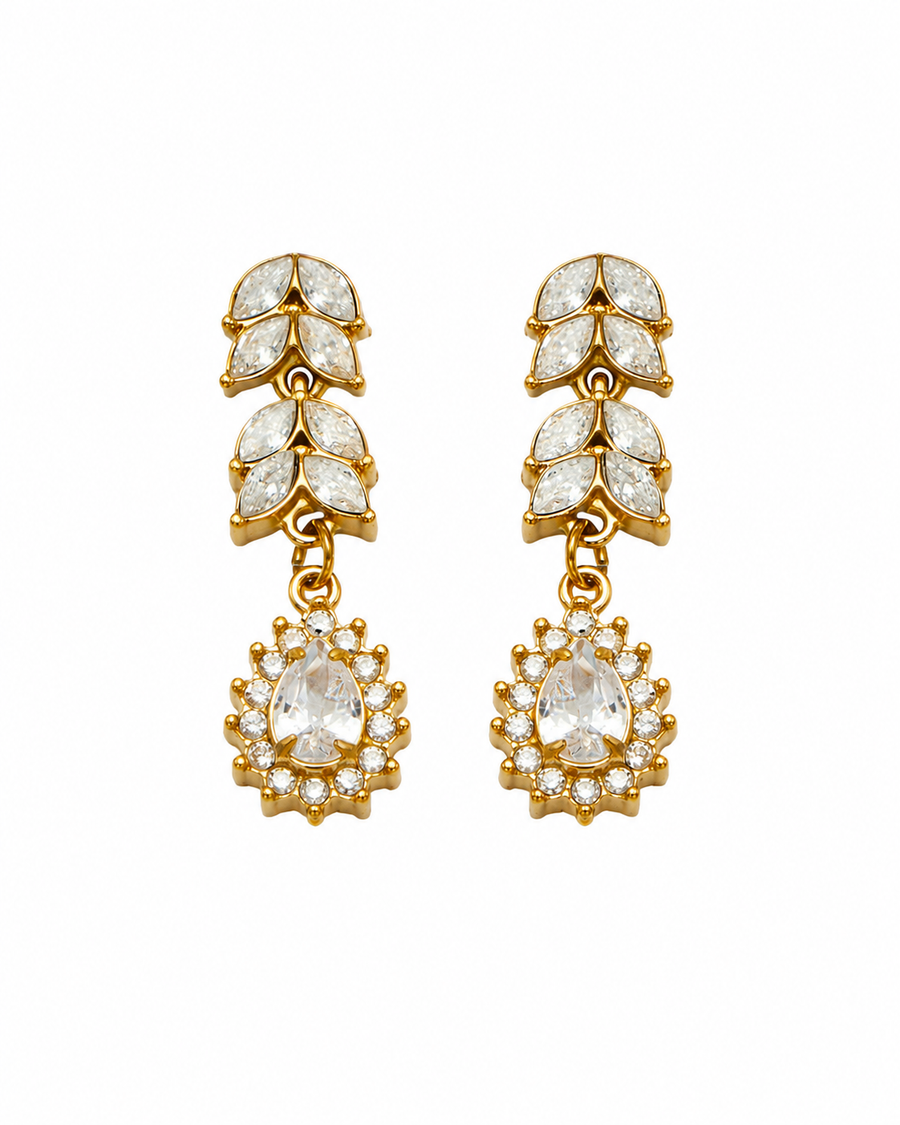 Aurelia Leaf Zircon Bracelet & Earrings