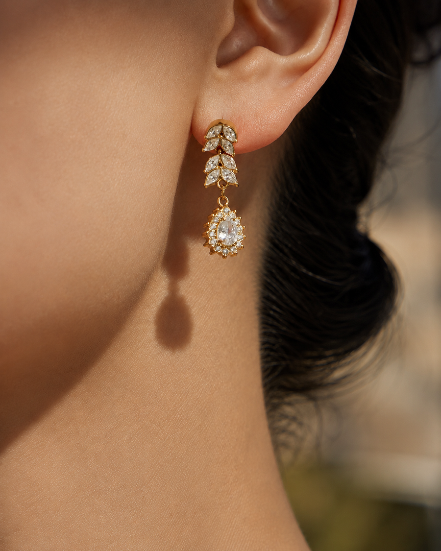 Aurelia Leaf Zircon Bracelet & Earrings