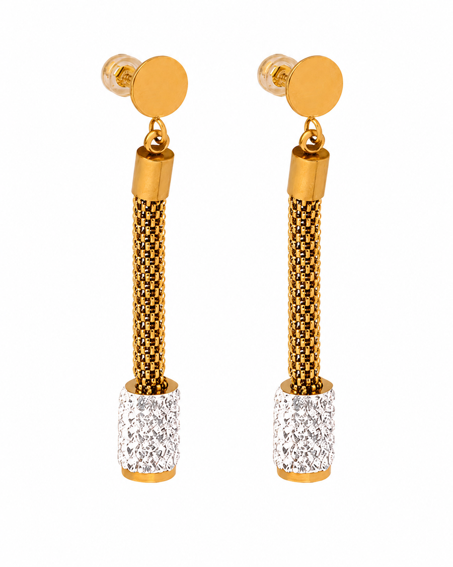 Lumière Gold Pavé Tassel Drop Earrings