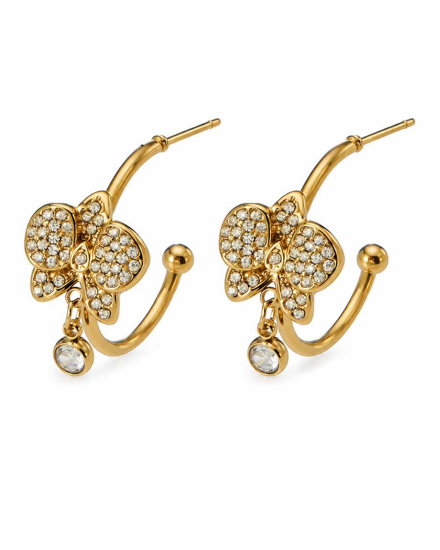Orlena Pavé Orchid Hoop Earrings