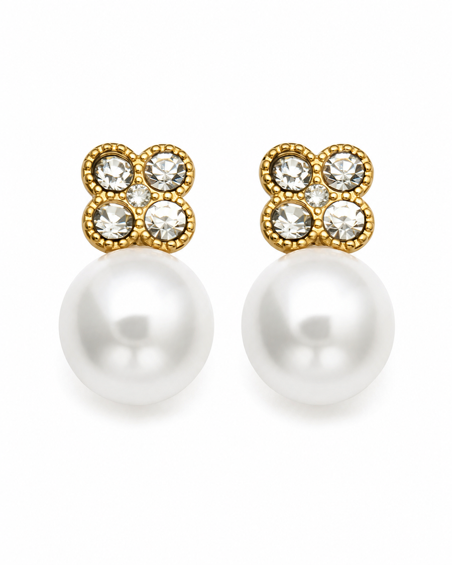 Aurelia Pearl Bloom Zircon Stud Earrings