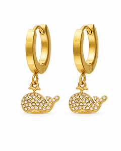Nerina Whale Zircon Huggie Earrings