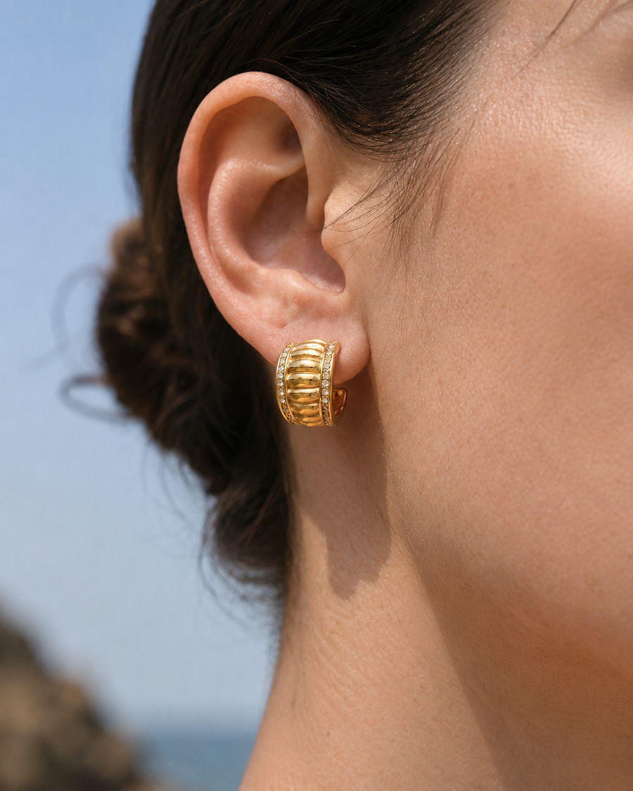 Soleia Croissant Zircon Hoop Earrings
