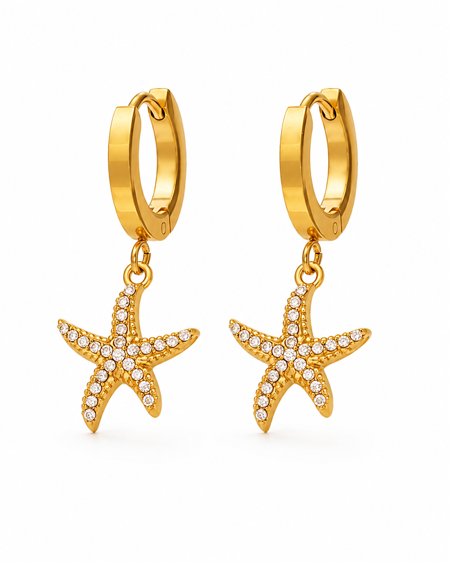 Marina Zircon Starfish Huggie Earrings