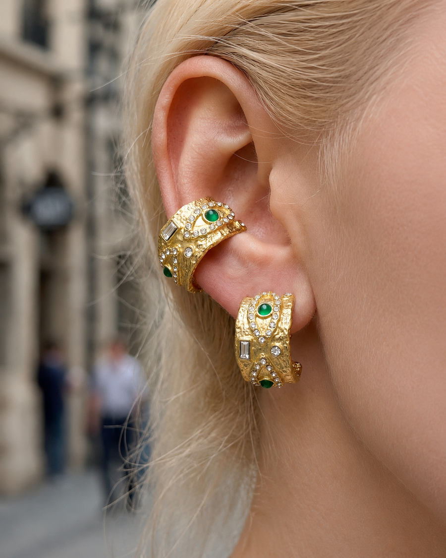 Verde Baroque Hoop Earrings