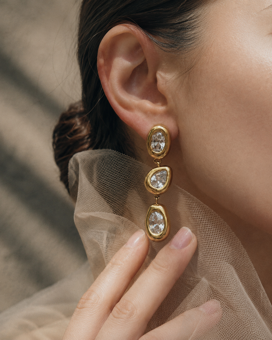 Elara Triple Drop Earrings