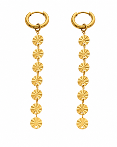 Aurelia Disc Drop Hoop Earrings