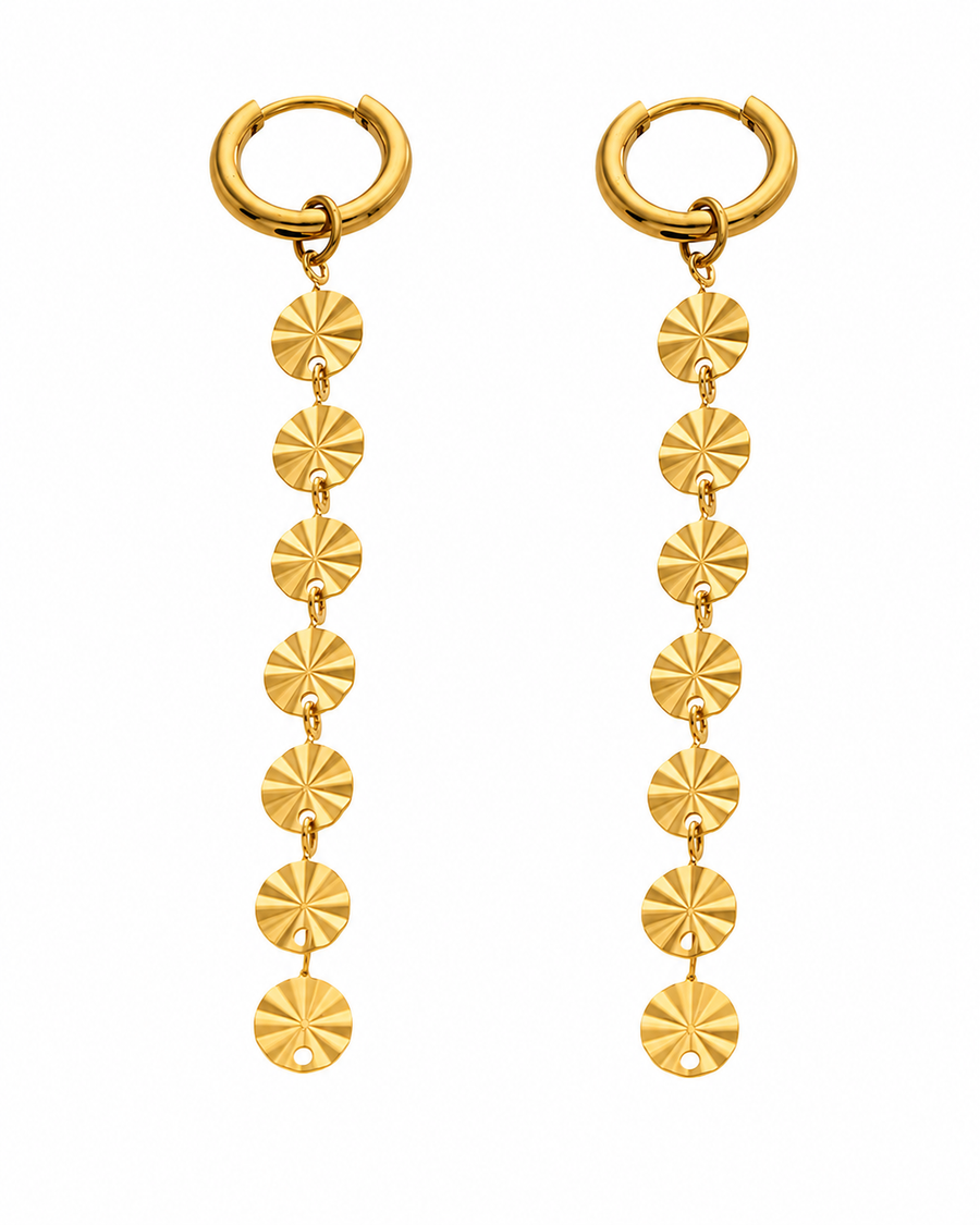 Aurelia Disc Drop Hoop Earrings