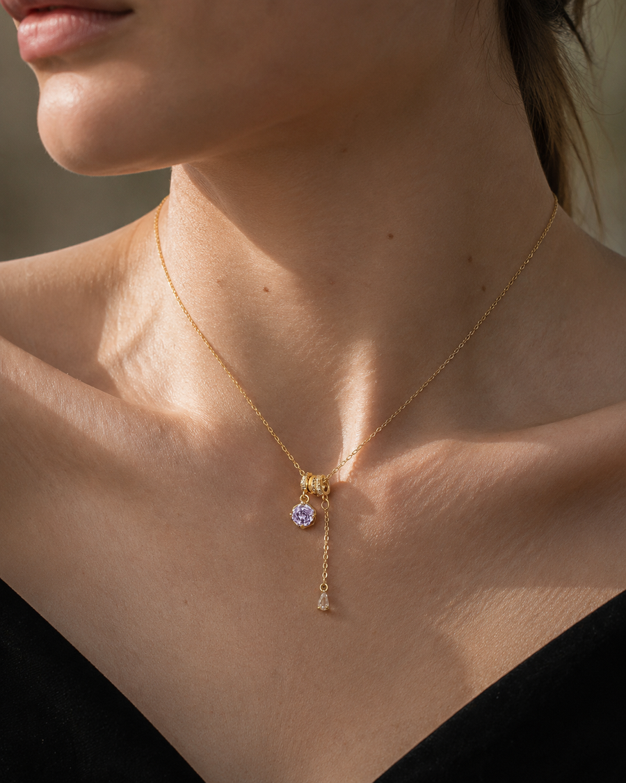 Lilac Orbit Drop Necklace