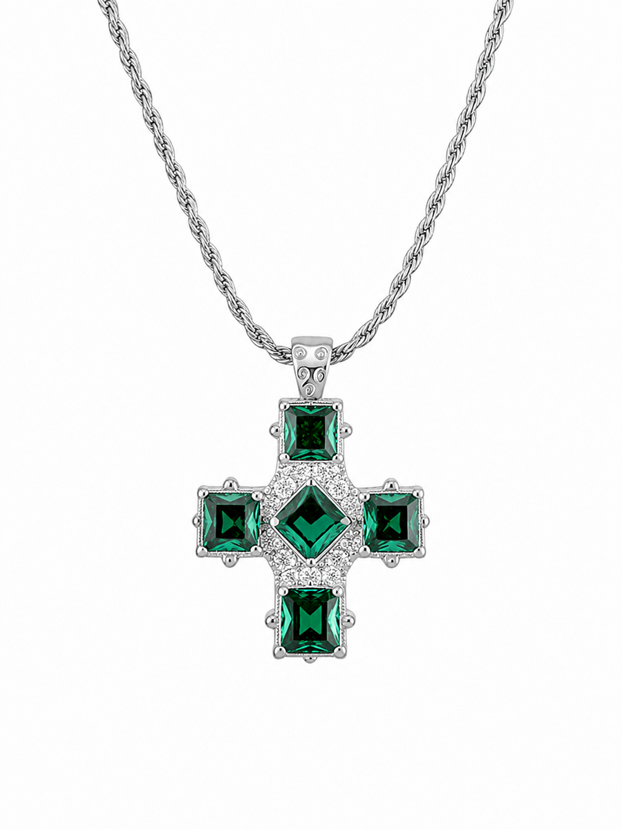 Verde Crystal Cross Necklace