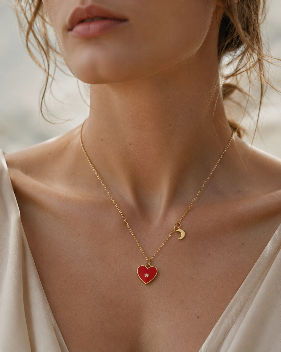 Luna Red Heart Necklace